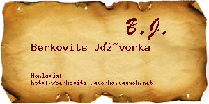 Berkovits Jávorka névjegykártya